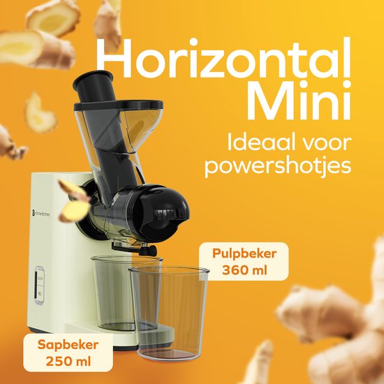 KitchenBrothers Slowjuicer - Mini presse-agrumes - Presse-légumes et fruits - Alimentation 40 mm et 50 mm - 400 ml - Campagne