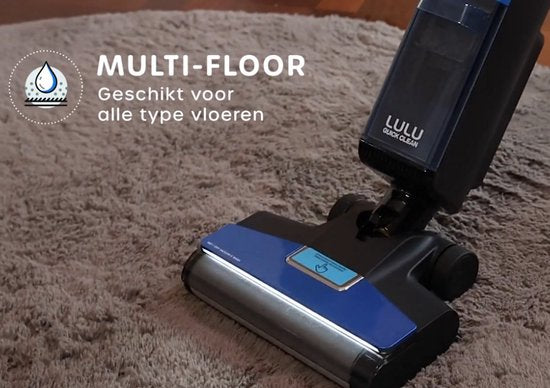 Ecowel MA03L aspirateur eau et poussière - aspirer et passer la serpillière en même temps - autonomie de 30 minutes - puissance d'aspiration de 8 kPA - station de base autonettoyante - nettoyage des bords - inclinaison de 160° - noir/bleu