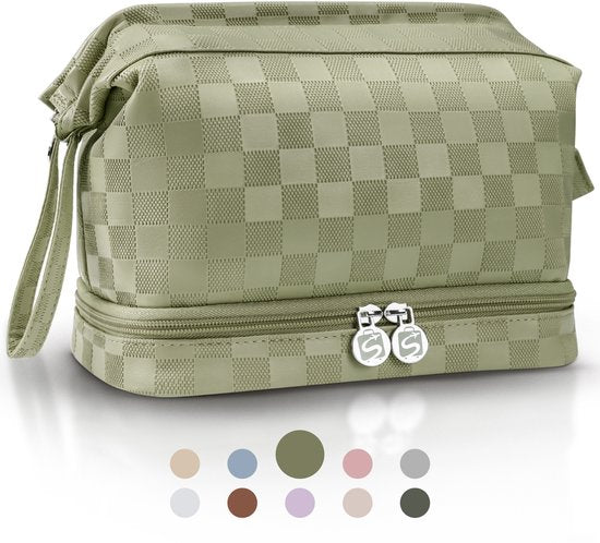 Skycases Travel Essentials - Trousse de toilette et de maquillage - Imperméable et compacte - Convient pour le voyage et l'usage quotidien - Unisexe - Vert Matcha