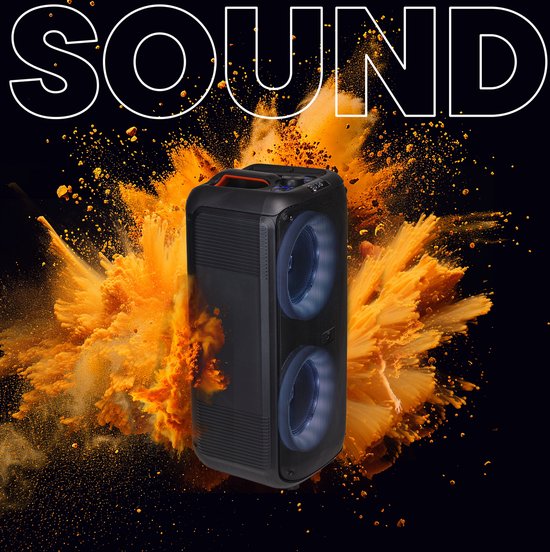 Denver - Haut-parleurs Bluetooth Party Box - Lumières disco - Télécommande incluse - Connexion microphone - BPS354 - Noir