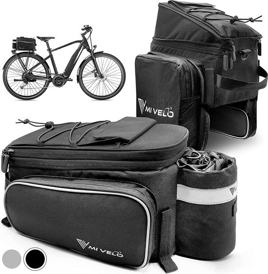 MIVELO - Sacoche de transport - sac à bagages vélo - extensible jusqu'à 20 l - résistant à l'eau - 20 l noir