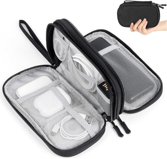 Travelhawk Cable Organiser - Cable Bag - Electronics Organiser Case - Storage Bag for Cables and Accessories - Small - Black
