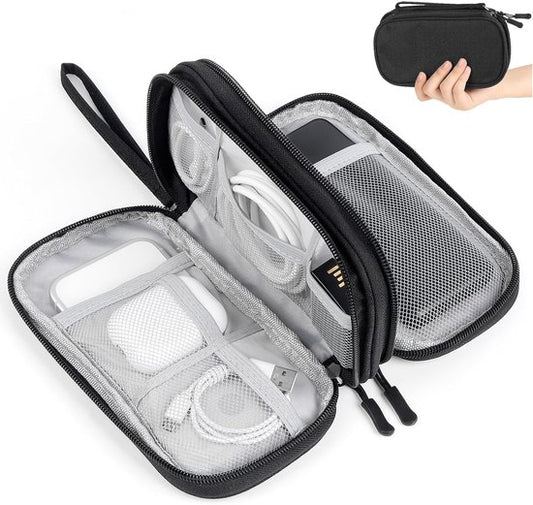 Travelhawk Cable Organiser - Cable Bag - Electronics Organiser Case - Storage Bag for Cables and Accessories - Small - Black