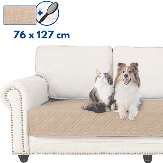 Hilvard - Couverture pour chien - Couverture pour chat - Protège banc - Couverture pour chien siège arrière de voiture - Convient pour canapé, voiture et lit - Sable - 76 x 127cm - Tapis pour chien - Tapis pour chien