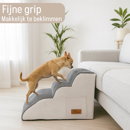 By Cee Cee Marchepieds pour chiens - Marchepieds robustes - Marchepieds pour chiens - 3 marches - 40x57x40cm - Gris - Odi