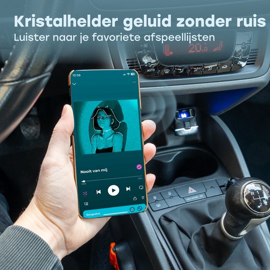 Audyn Bluetooth FM Transmitter - USB-A & USB-C - Récepteur Bluetooth - Chargeur rapide - Chargeur voiture - Carkit - Accessoires voiture - RGB
