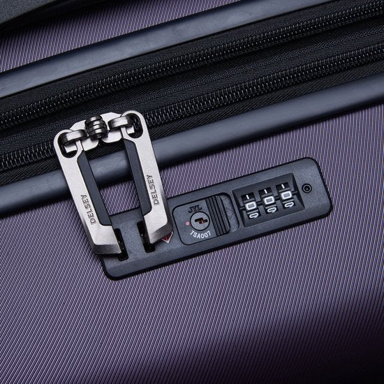 DELSEY PARIS Air Armour 4DR Suitcase Set - 3-Piece Expandable Hardcase Trolley Set with TSA Lock - 55/68/77 cm - Purple