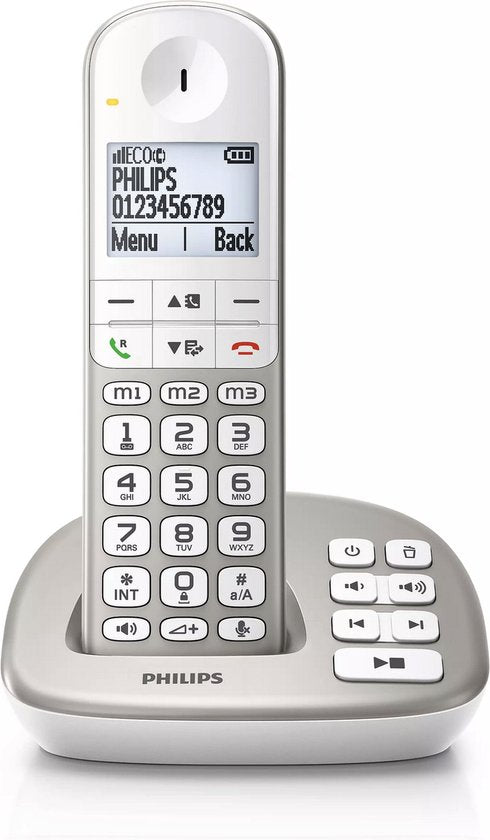 Téléphone résidentiel Philips XL4951S/38 - Ligne fixe - 1 combiné - sans fil - avec répondeur - Extras pratiques pour les personnes âgées - Blanc