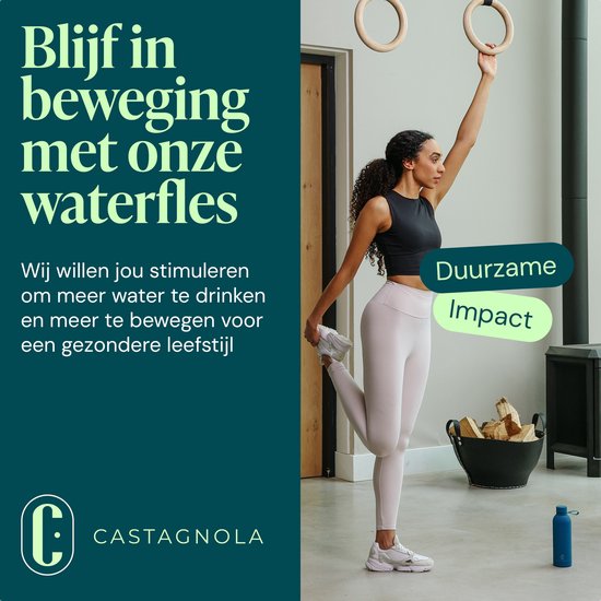 Bouteille d'eau Castagnola - Bouteille à boire en acier inoxydable 500 ML - Thermos en acier - Bouteilles à boire pour adultes - Double paroi - Bleu vif