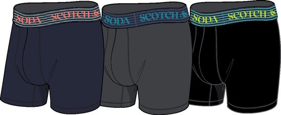 Scotch & Soda Active Stretch Boxer Briefs - Hommes - Navy/Grey/Black - Lot de 3 - Performance Fit Taille M