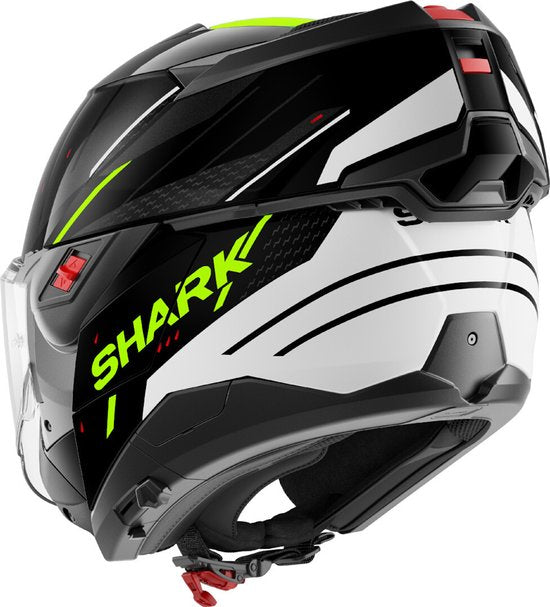 SHARK Casque Oxo Rydger Noir Blanc Jaune KWY System - Taille L - Casque