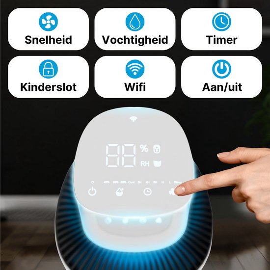 2x Sofresh Déshumidificateur et Purificateur d'air en 1 - Espaces jusqu'à 40m² - Déshumidifie 16L par jour - Contrôle par application - Filtre HEPA - Silencieux - Salon, chambre, salle de bain, sous-sol - Blanc