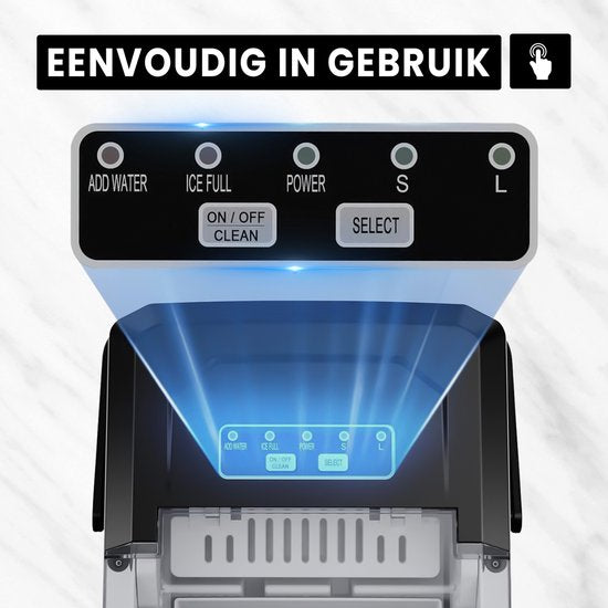 Kicinn Machine à glaçons - Machine à glaçons - Machine à glaçons - Cuillère à glaçons - 12kg/24h - Fonction auto-nettoyante - Noir