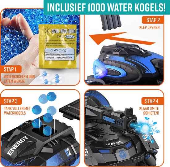 NAPI Véhicule contrôlable - RC Tank avec balles, 2 piles et générateur de fumée - RC Car for Boys - Outdoor Toys - Racing Cars - Outdoor Toy Car - Radiographic - Tank Slider