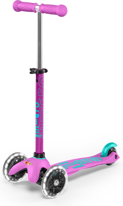 Trottinette pour enfants Mini Micro Deluxe LED lavande - guidon réglable.