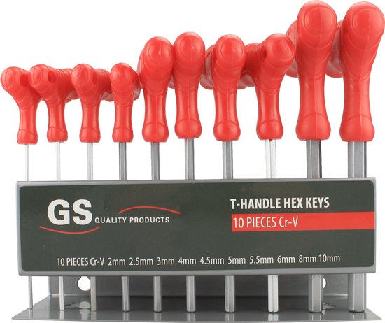 GS Jeu de clés Allen avec poignée en T 10 pièces - jeu de clés Allen / Clé Allen extra longue