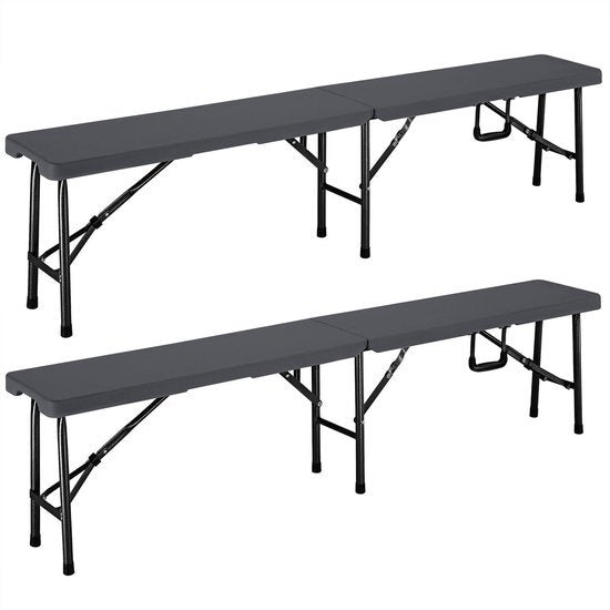 Casaria Lot de 2 bancs à bière - pliable 8 personnes 183cm- Anthracite
