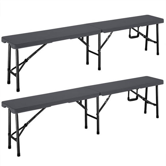 Casaria Lot de 2 bancs à bière - pliable 8 personnes 183cm- Anthracite