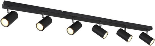 Globo Robby projecteur apparent - noir avec chrome - 6 lampes - 6xGu10 - Smart suitable