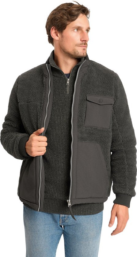 Mario Russo Teddy Jacket Stockholm - Veste homme - Manteau d'hiver homme - Gilet homme - Anthracite - L