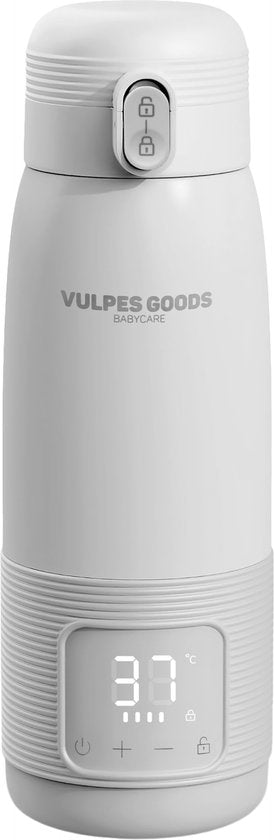 Vulpes Goods® BabyCare - Thermos Bottle Warmer On the Go - 500ML - Chauffe-biberons - Acier inoxydable - 6400 mAh - 500ML - Rechargeable - Sans fil et portable - Pour tous les types de biberons - avec rétention de chaleur - Alimentation pour bébés - PRO V