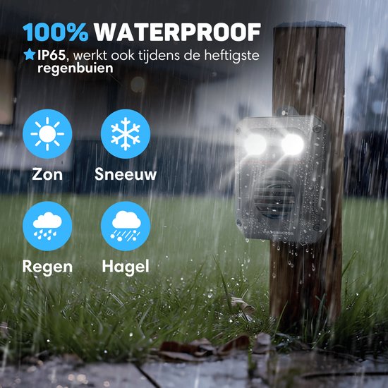 Vulpes Goods® Repellent Marten Repellent PRO V3 - Répulsif contre les nuisibles - Répulsif contre les martres pour l'extérieur - 100% étanche - Sans fil et rechargeable - 2 pièces