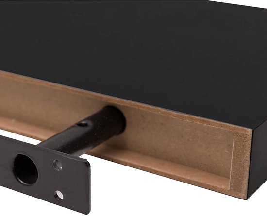 Étagère murale Woltu - 30 x 22,9 x 3,8 cm - Suspendue - Bois/MDF - Noir