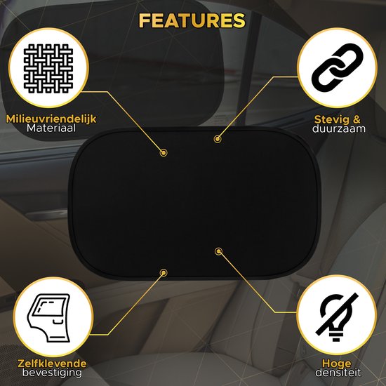 Toivo Car Sunshades Set Of 2 Pieces - Self-adhesive - 31 x 51 cm - UV Protection - Side Window Sunshade - Sun protection Window - For Child and Baby - Black
