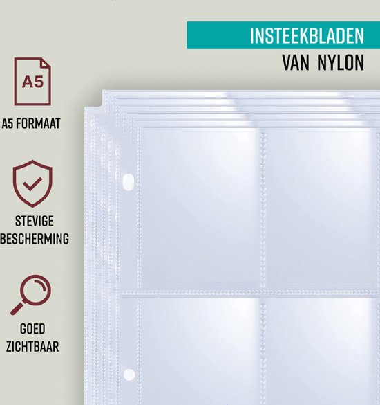 NAPI Collection Folder for 400 Cards - Reliure pour cartes - 4 poches - Faux cuir - Premium Card Binder with Zipper - 50 Pages - A5 - Black