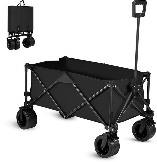 Outbee Bolderkar - Bolderkar pliable - Capacité de 120 litres - Avec blocage des roues - Capacité de charge de 120 kg - Noir
