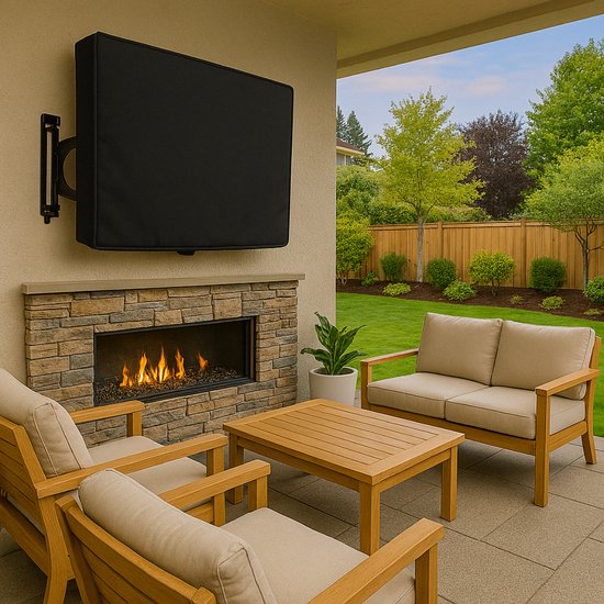 Alpina Outdoor housse de télévision - 81x58x11.5 cm - hydrofuge et antisalissure - noir