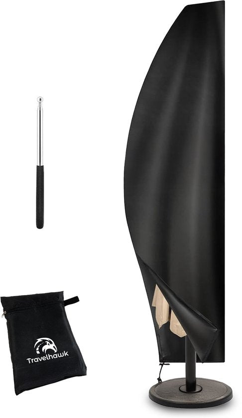 Travelhawk Housse pour parasol flottant - Avec fermeture éclair et mât - Imperméable à l'eau et aux UV - Oxford 420D - Jusqu'à 400cm - Noir