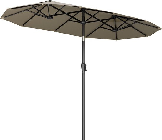 LifeGoods Parasol double - jardin - 160x300cm - jusqu'à 8 personnes - imperméable - UPF50+ - Taupe