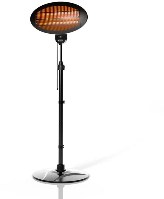 Chauffage de terrasse infrarouge - Juskys - sur pied - 3 niveaux de chaleur - 2000W - Protection IP34 - Pour balcon, jardin et jardin d'hiver - Noir