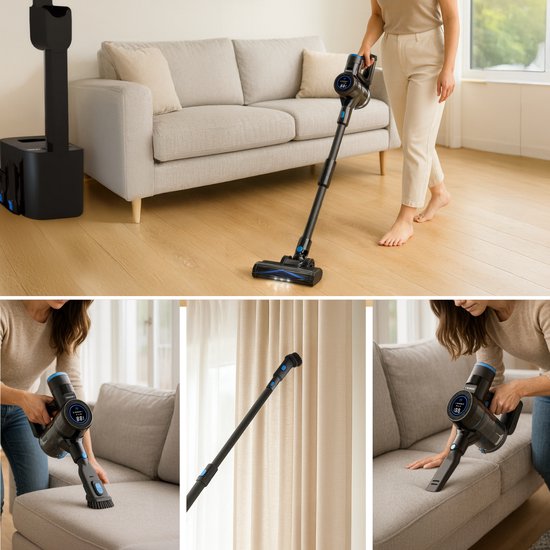 Sanovy AutoDock X28 Aspirateur-balai avec station de vidange - sans fil - alimenté par batterie - 350W - 28Kpa - avec accessoires - Aspirateur sans sac et sans fil