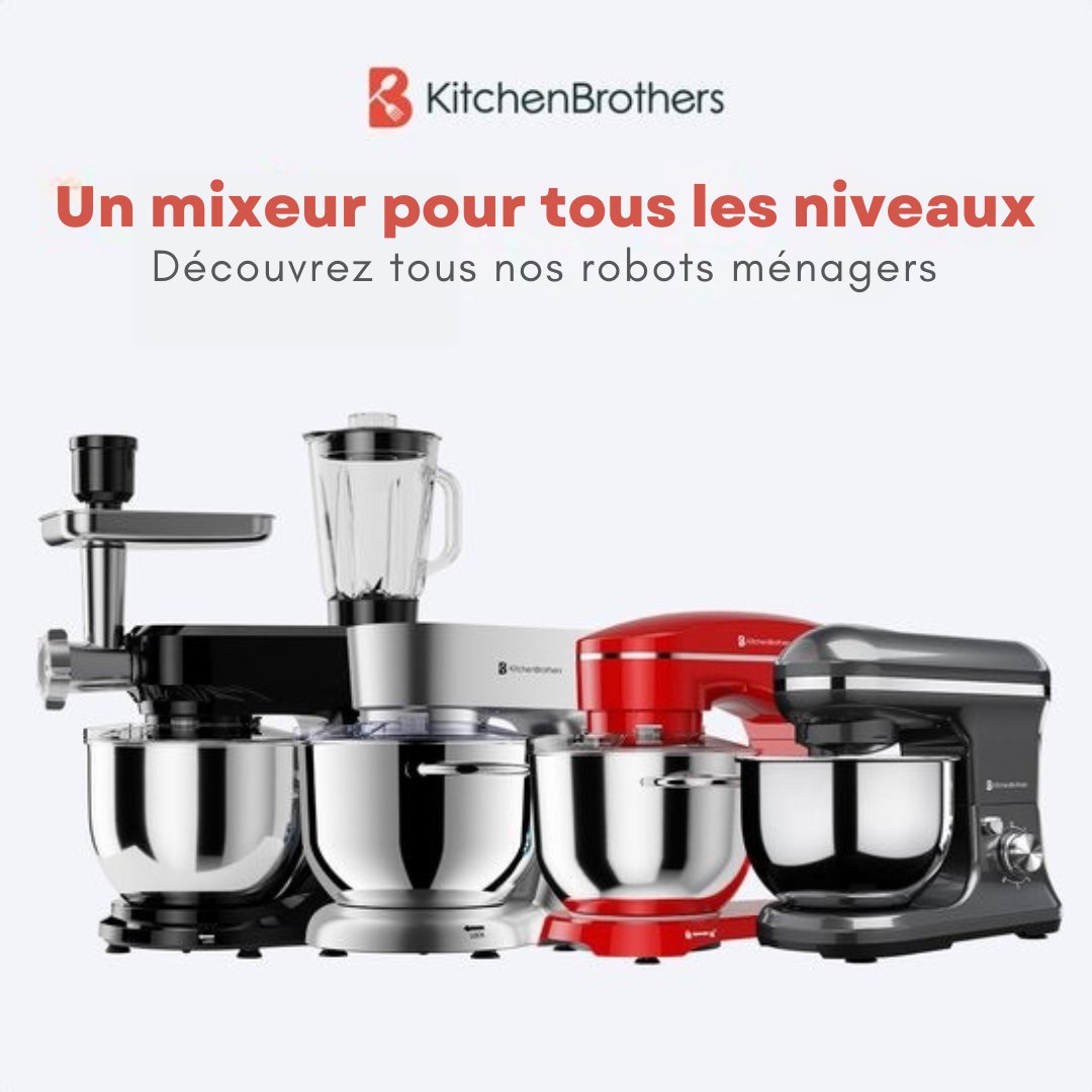 Robot de cuisine KitchenBrothers - 5L - Mixeur de cuisine - 1200W - Anthracite