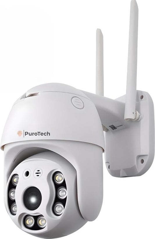 PuroTech Security Camera Core - Caméra extérieure avec vision nocturne - Caméra de sécurité extérieure filaire - Rotative et inclinable - Avec Wifi et app - 3MP - Blanc