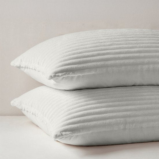 Zydante® Housse de couette Teddy Rib - 200x220 cm - Foggy Dew - avec 2 taies d'oreiller