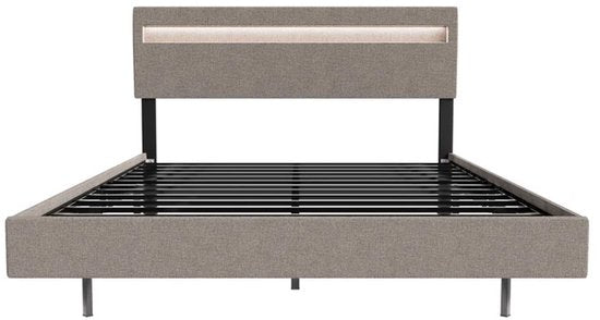 Lit suspendu Lisbon - 140x200cm - Cuir synthétique - Incl. LED - Beige