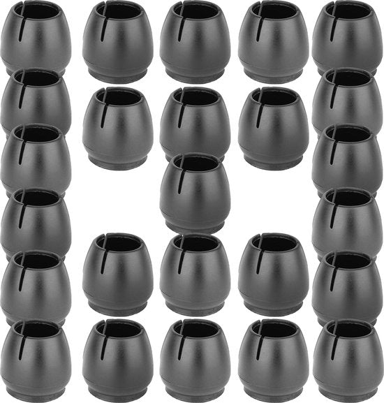 Roegaarden Protecteurs de pieds de chaise - Capuchons de pieds de chaise - 12-16mm - 24 pièces - Noir
