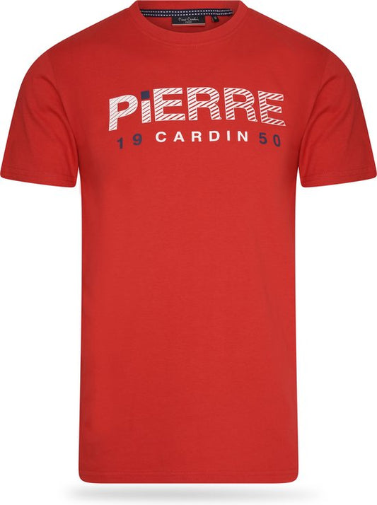 Pierre Cardin - T-shirt pour homme collection printemps-été 1950 avec logo - Rouge - Taille XXL