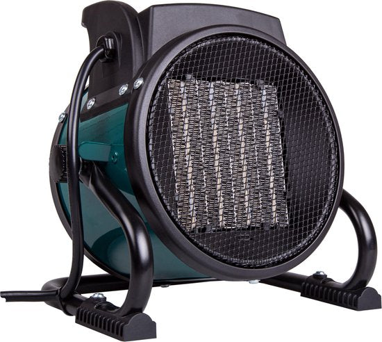 VONROC Chauffage électrique - Jet heater - ventilateur - céramique - 3 réglages : 1000W/2000W/ventilateur - pour des pièces jusqu'à 20m2 - vert