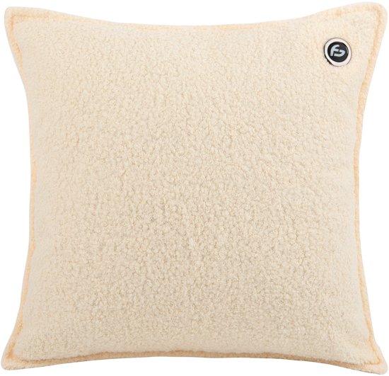 Coussin chauffant - 3 niveaux de chaleur - Coussin chauffant rechargeable - 10k mAh Powerbank - Sans fil - Coussin chauffant - 40 x 40 cm - Bouclé Off-white - Saaf Comfort