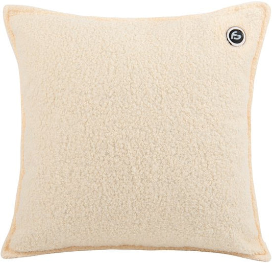 Coussin chauffant - 3 niveaux de chaleur - Coussin chauffant rechargeable - 10k mAh Powerbank - Sans fil - Coussin chauffant - 40 x 40 cm - Bouclé Off-white - Saaf Comfort