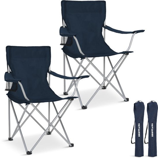 TRVLMORE Chaises de camping - pliables - 2-Pack - Capacité de charge 120KG - Sac de transport inclus - Chaise pliante - Chaise de pêche - Chaise de camping - Chaise pliante - Bleu