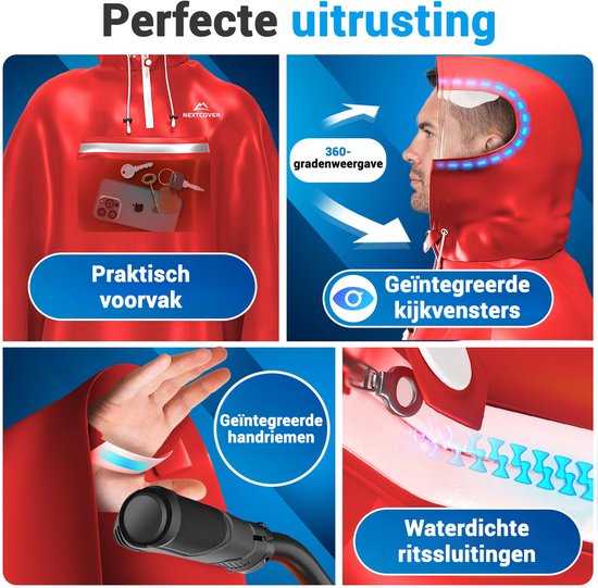 Nextcover Poncho de pluie pour femmes et hommes | Cape de pluie avec technologie AquaShield 2.0, coupe-vent et imperméable | Idéal pour le cyclisme, la randonnée et la pêche | Poncho de vélo pour adultes Unisexe | Poncho