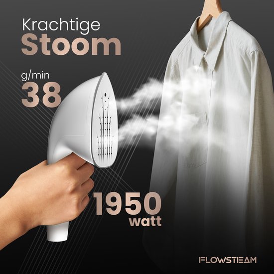 FLOWSTEAM® PRO Défroisseur à linge - Défroisseur à main - Nettoyeur vapeur - Défroisseur à linge - 150 minutes de vapeur - Cordon de 2,5 m - Blanc