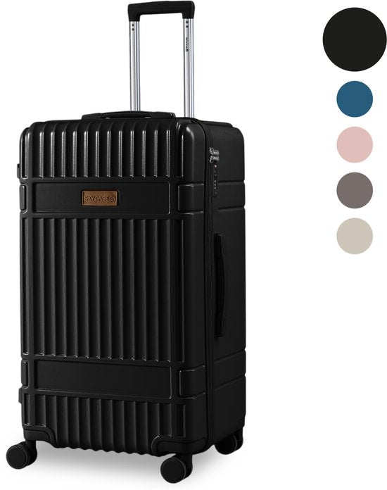 SKYCASES Valise de voyage à coffre - Classic Heritage - Valise extra-large - 110L - Serrure TSA - Trolley léger - 78x44x36 cm - Valise à roulettes à coffre - Roues pivotantes - Noir