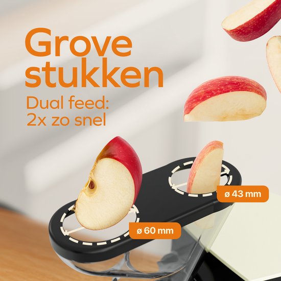 KitchenBrothers Slowjuicer - Presse-agrumes - Presse-légumes et fruits - alimentation 43 mm et 60 mm - 400 ml - Champagne
