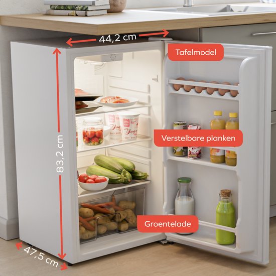 KitchenBrothers Réfrigérateur - 92L - Modèle de table - Glacière - Frigo - Pose libre - Blanc